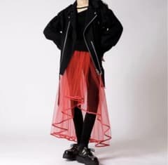 美品✨LIMI feu リミフゥ 変形チュールスカート 赤 レッド - メルカリ