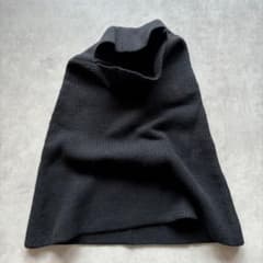 美品 APstudio カシミヤ混 ニットケープネック ウォーマー リブ編み 黒