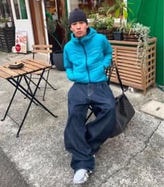 m*u様 mont-bellダウンジャケット 水色 短丈 リバーシブル おーた 