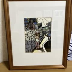 額装 絵画 坂道の風景 切り絵　トダコウイチ作のサムネイル
