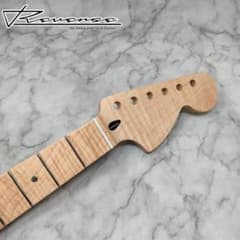 新品 フレイムメイプル ギターネック 22F ラージヘッド 虎目 ストラト