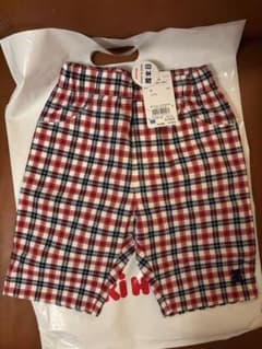ミキハウス ベア　チェック柄 パンツ 90cm 新品タグ付　定価16,500円のサムネイル