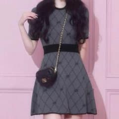 ミシェルマカロン　M/Mモノグラムアンサンブルニットワンピース　イモ　XS　黒 michellMacaronミシェルマカロンモノグラムニットワンピースイモちゃん