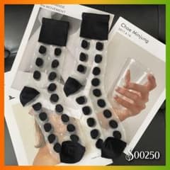 レディースソックス 靴下 個性的 シースルー ドット 黒 水玉 可愛い 韓国
