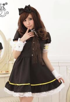 メイド コスチューム 制服 誘惑 コケティッシュ セクシー コスプレ 黒のサムネイル