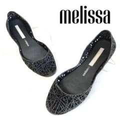 人気 メリッサ + カンパーナ 黒 ジグザグ フラットシューズ サンダル