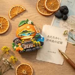 【新品】韓国 済州島 チェジュ島 3Dマグネット みかん トルハルバン 風景のサムネイル