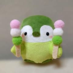 コウペンちゃん お団子！一緒にたびよ～ マスコット ぬいぐるみ　グリーン　緑