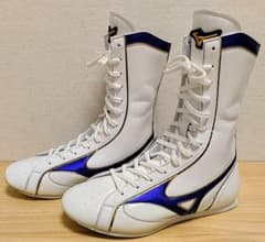 新品・特注品】ミズノボクシングシューズ オールエナメル白 26.5