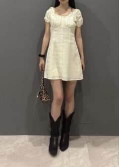 2WAY SHIRRING MINI ドレス　moussyのサムネイル