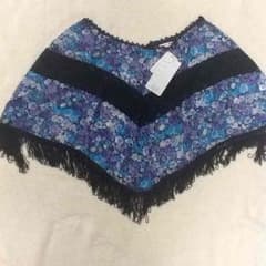 【29】新品タグ付✳︎夏用ポンチョ★ブルー系花柄のサムネイル