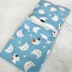 위생 케이스 고양이 흰 고양이 얼굴 삼모 고양이 하늘색 S9124