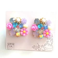 ハンドメイド☆ビジューイヤリング☆ブルーのサムネイル