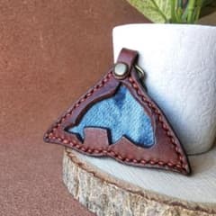 キーホルダー イルカ レザー ハンドメイド デニム ジーンズ