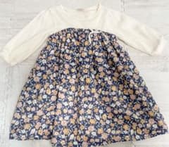 プティマイン　花柄ドッキングパフワンピース　100sizeのサムネイル