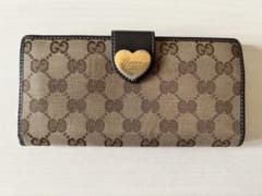 グッチ GUCCI ラブリーハート GGキャンバス 長財布 Wホック 濃茶 SALE！】GUCCI グッチ Wホック 長財布 ロングウォレット ラブリー