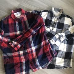 ユニクロ　裏ボアチェックシャツ　L ネルシャツ　ボアシャツ　裏起毛のサムネイル