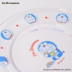 도라에몽 플라워 링 한정 접시 투명 디저트 접시 글라스 플레이트
