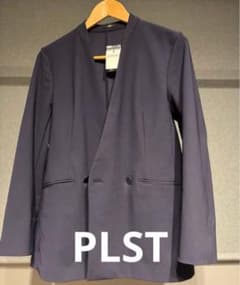 【お値下げ】PLST ハイストレッチトリコット カラーレスダブルジャケット Mのサムネイル