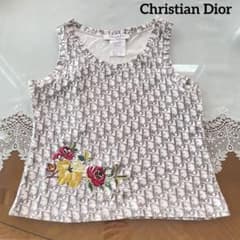 ら*送様 Christian DIOR タンクトップ　トロッター　フラワー刺繍入 ら*送様 Christian DIOR タンクトップ トロッター フラワー刺繍入