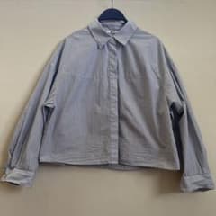 UNIQLOC ストライプシャツ ショート丈　Lのサムネイル