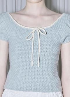 Sinoon Puff Half Knit Top ブルー　シヌーン