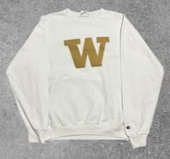 Champion チャンピオン ホワイト スウェット ワッペン 裏起毛 L