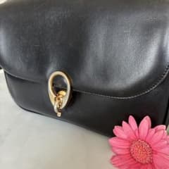 セリーヌ 黒レザー ショルダーバッグ ヴィンテージゴールド金具 お値下げしましたのサムネイル
