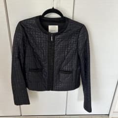 Leilian レリアン キルティング ノーカラージャケット ブラックのサムネイル