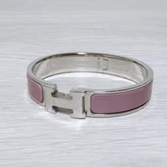 HERMES エルメス クリックH ピンク シルバー PM バングル ✨美品✨HERMES エルメス バングル クリックH シルバー×ピンク H金具