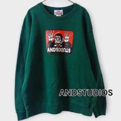 ANDSTUDIOS プリントスウェット FREE グリーン