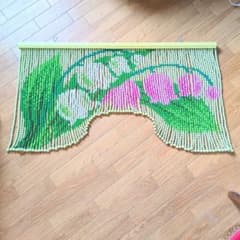 昭和レトロ 珠のれん 珠暖簾 花柄 のれん ハンドメイド レトロポップ