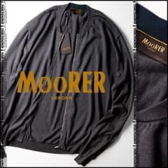 18万MOORERムーレーノーカラーシルクカシミヤ混ジップニット 