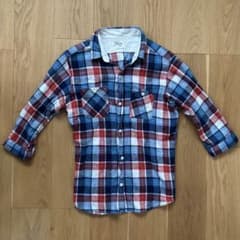 美品　Wind & Whistle 七分袖 チェック　シャツ　Lサイズ　日本製