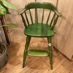 レア！飛騨産業 キツツキ ベビーアームチェア 木製 緑 グリーン 子供
