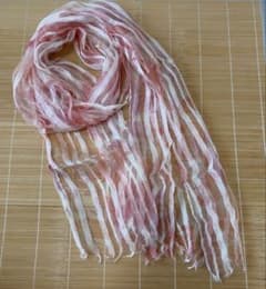 ストライプ　花柄 シアー ストール ピンク系