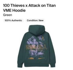 【新品未使用】進撃の巨人x100Thieves パーカーのサムネイル