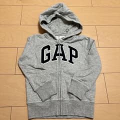 GAP KIDS ロゴ刺繍 ジップアップパーカー グレーX Sサイズのサムネイル