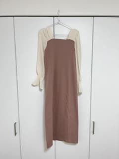 袖シフォンワンピース