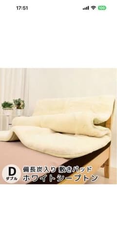 [定価より20万円引]東京西川 ロイヤルシープトン 備長炭入り敷きパッド ダブルのサムネイル