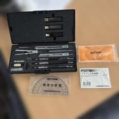 美品DRAPAS製図器セット文房具 設計図 測量18品セット専用ケース入り