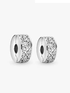 Pandora クリア　パヴェ　シルバー　クリップチャーム　2個セットのサムネイル