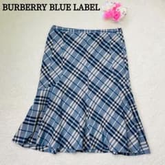 バーバリーブルーレーベル スカート フレア マーメイド チェック 水色