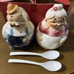 COUNTRY PAPA MAMA 陶器製 調味料入れ スプーン付き（加藤工芸）のサムネイル