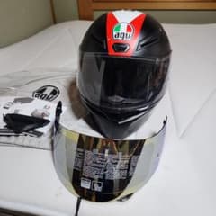AGV フルフェイスヘルメット ブラック/レッド新品ミラーシルド付きのサムネイル
