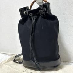 【希少✨オールドグッチ/バンブー】グッチ　ショルダーバッグ　エナメル　巾着　黒 希少✨オールドグッチ/バンブー】グッチ ショルダーバッグ エナメル