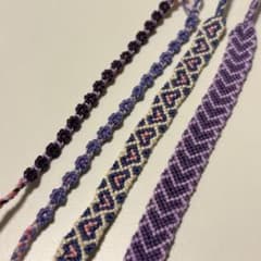 ハンドメイド ミサンガ ブレスレット 4本セット パープル系のサムネイル