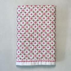 刺し子 ふきん 十字花刺し 茶色×ピンク×桃色のサムネイル