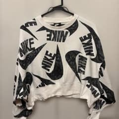 NIKE 総柄 クロップド スウェット ホワイト Lのサムネイル