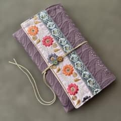 御朱印帳入れ♡インド刺繍リボン♡くすみパープルのサムネイル